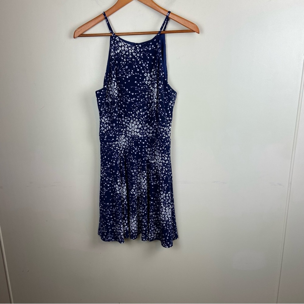 Fortune & Ivy Navy‎ Blue White Textured Floral Dress Medium Stitch Fix